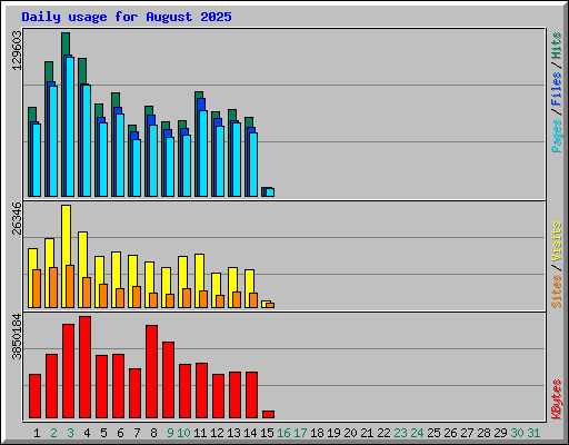 Daily usage for August 2025